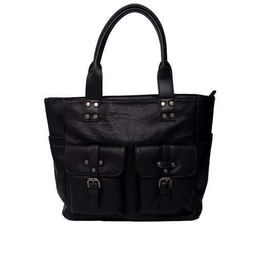 Bolsa Feminina WJ Tote Grande Bolsos Frontais Preta