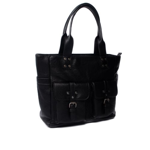 Bolsa Feminina WJ Tote Grande Bolsos Frontais Preta