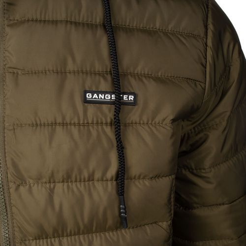 Jaqueta Masculina Gangster Puffer Capuz Removível Verde Militar