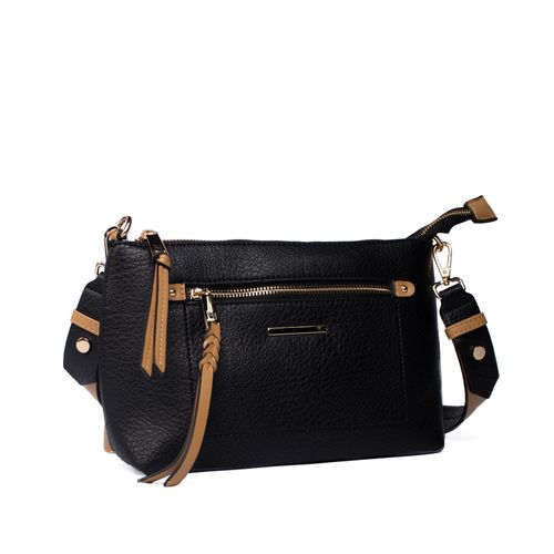 Bolsa Feminina WJ Tiracolo Pequena Preto/Caramelo