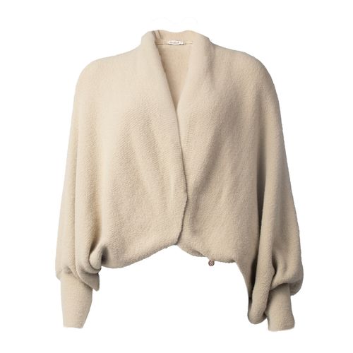 Casaco Feminino Biamar Pluma Manga Ampla Bege Claro