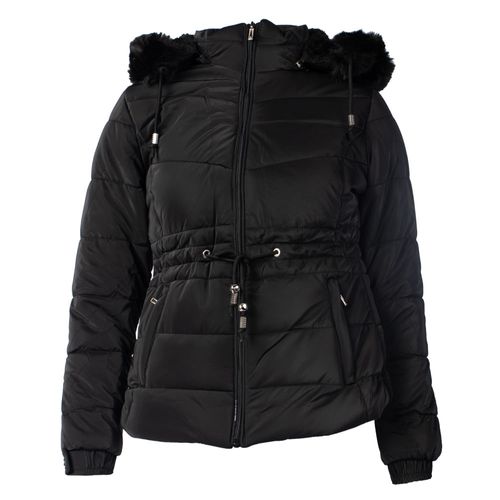 Jaqueta Feminina Blue Rose Parka Acolchoada C/ Capuz Preto