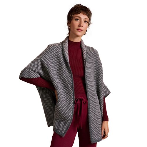 Capa Feminina Biamar Tricot Reversível Xadrez Cinza