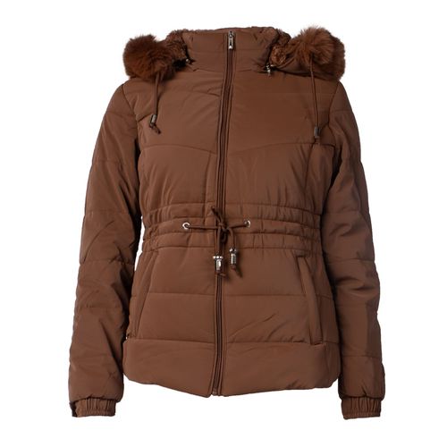 Jaqueta Feminina Blue Rose Parka Acolchoada C/ Capuz Café