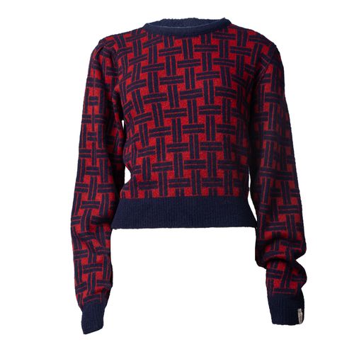 Blusa Feminina Biamar Tricot Fio Pluma Marinho/Vermelho
