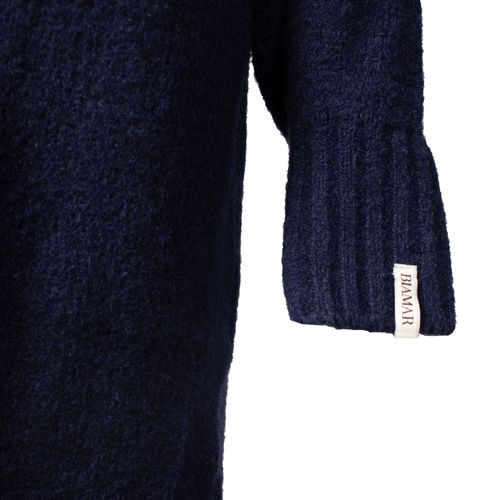 Casaco Alongado Feminino Biamar Tricot Capuz Azul Escuro