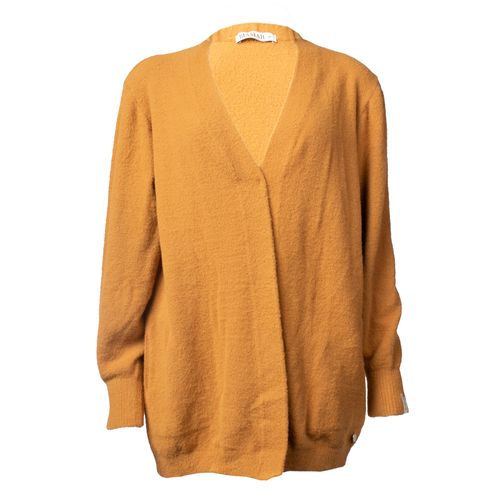 Casaco Alongado Feminino Biamar Tricot Fio Pluma Caramelo