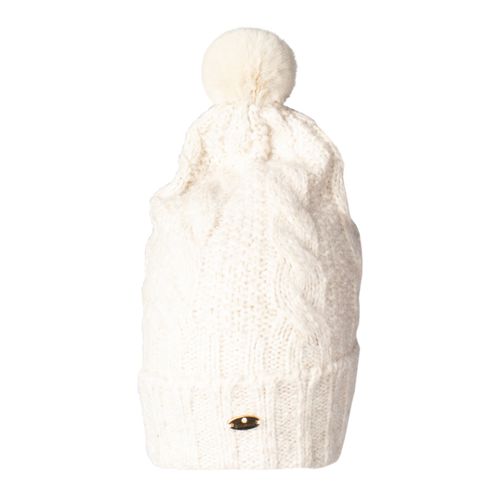 Touca Feminina Biamar Tricot Trançado Pompom Bege Claro