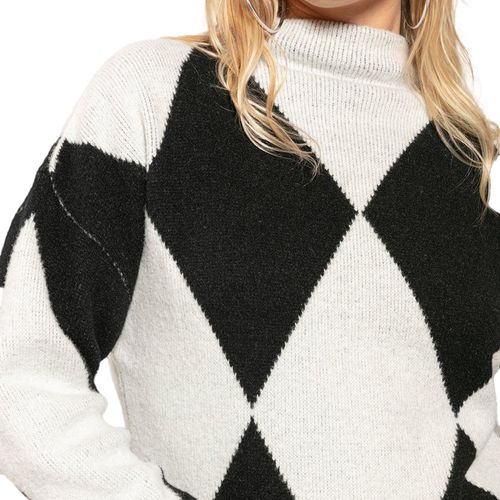 Blusa Feminina Biamar Tricot Geométrico Preto