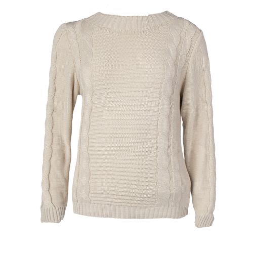 Blusa Feminina Oliveira Malhas Tricot Tranças Areia