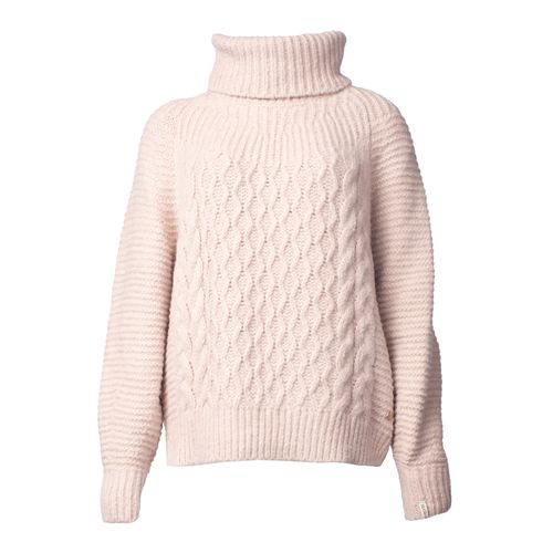 Blusa Feminina Biamar Tricot Trançado Gola Alta Rosa Claro