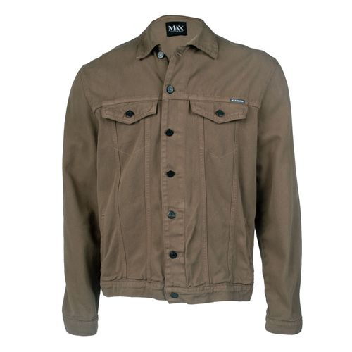 Jaqueta Jeans Masculina Max Denim Botões Bolsos Marrom