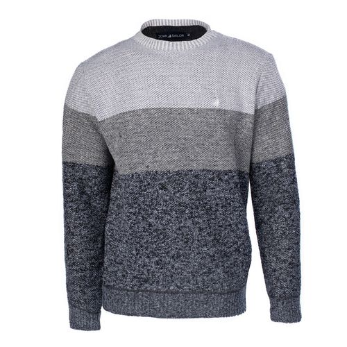 Suéter Masculino John Sailor Listra Gola Careca Mescla Cinza