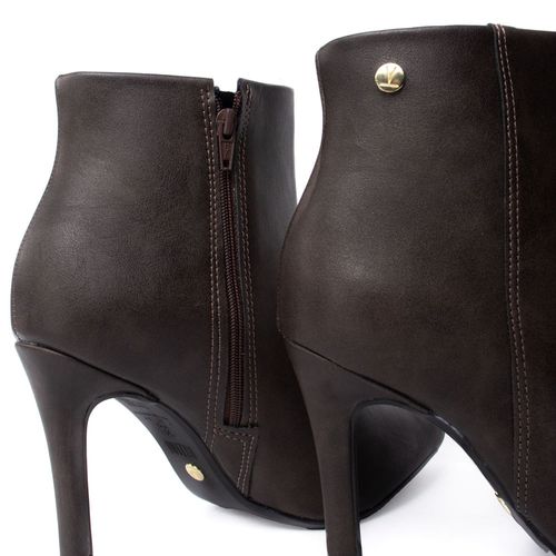 Bota Feminina Vizzano Napa Genebra Salto Fino Marrom Escuro