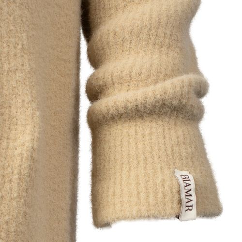 Vestido Feminino Biamar Curto Tricot Gola Alta Bege