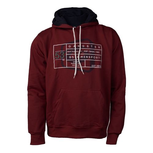 Moletom Masculino Gangster Capuz Estampa Frontal Bordo