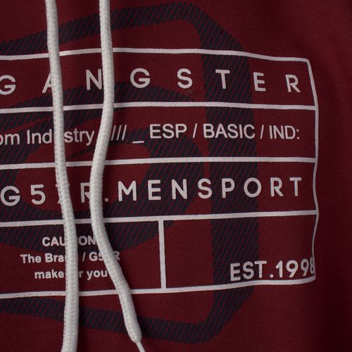 Moletom Masculino Gangster Capuz Estampa Frontal Bordo