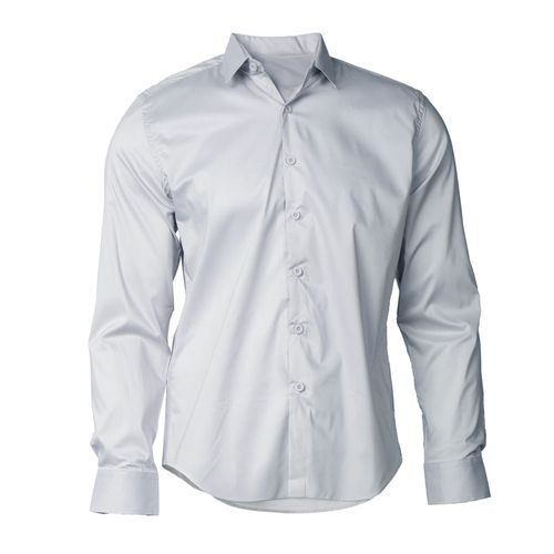 Camisa Masculina Sea Surf Slim Manga Longa Cinza Claro