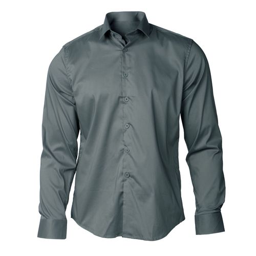 Camisa Masculina Sea Surf Slim Manga Longa Cinza Escuro