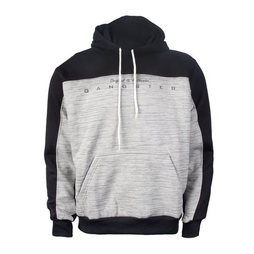 Moletom Masculino Gangster Capuz Estampado Preto/Cinza