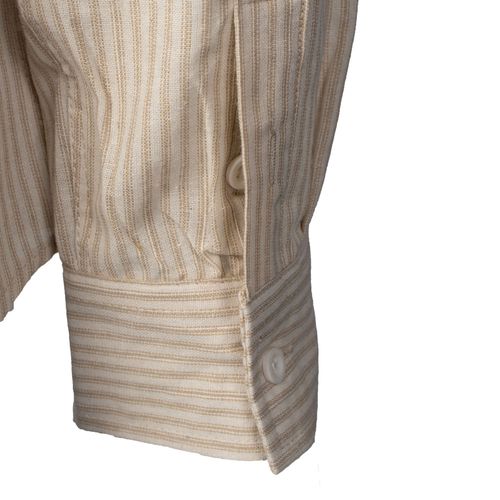 Camisa Masculina Dixie Slim Manga Longa Listras Bege