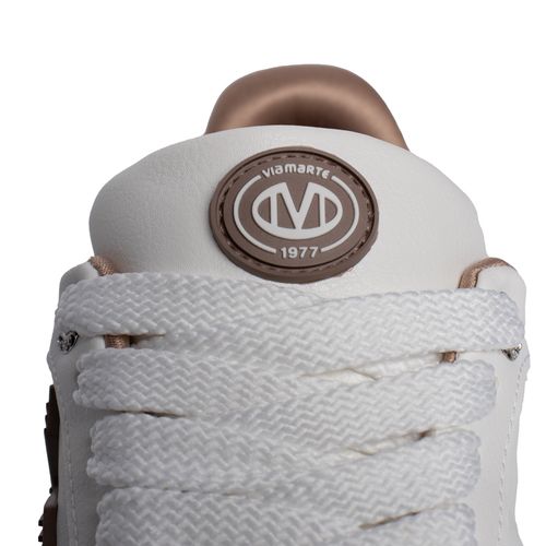 Tênis Feminino Via Marte Casual Recortes Branco/Marrom