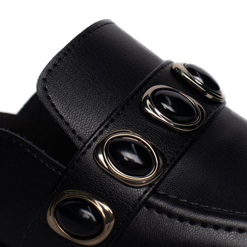 Sapatilha Feminina Moleca Mule Napa Aplicações Preto