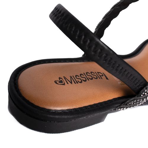 Sandália Feminina Mississipi Rasteira Brilhos Preto