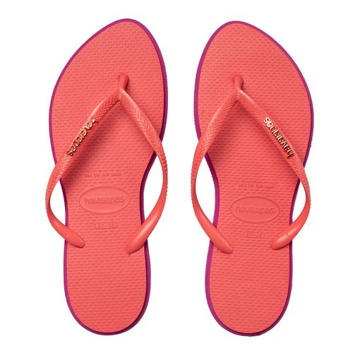 Chinelo Feminino Havaianas Slim Point Tiras Finas Rosa Escu