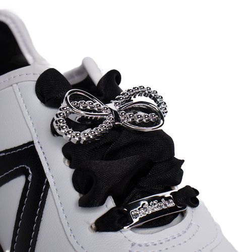 Tênis Infantil Molekinha Casual Adereço Metal Branco Preto