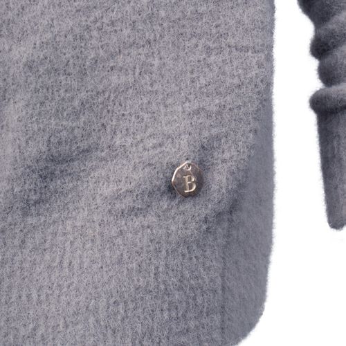 Blusa Feminina Biamar Tricot Fio Pluma Gola Careca Cinza