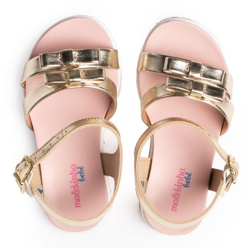Sandália Infantil Molekinha Laço Metal Dourado