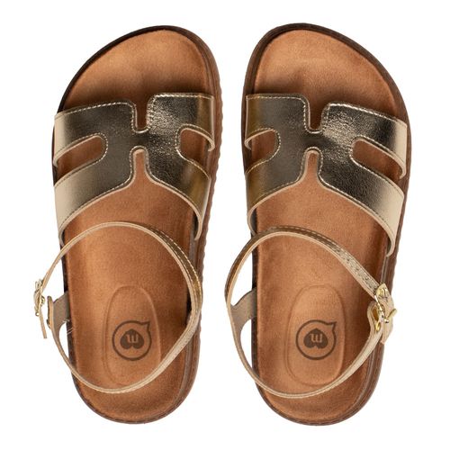 Sandália Infantil Molekinha Flatform Tiras Brilho Dourado