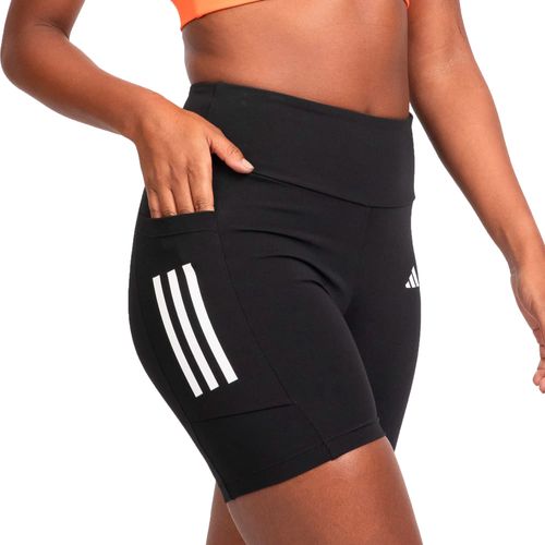 Shorts Feminino Adidas 3 Listras Bolsos Cintura Alta Preto