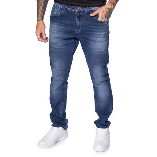 Calça Jeans Masculina Gangster Modelagem Reta Azul Escuro