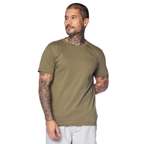 Camiseta Masculina Gangster Gola Canelada Verde Oliva