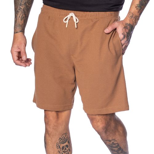 Bermuda Masculina Dixie Moletom Canelado Texturizado Marrom