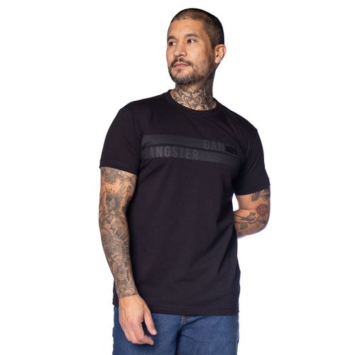 Camiseta Masculina Gangster Texturizado Preto