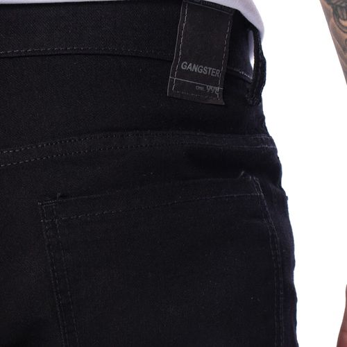 Calça Sarja Masculina Gangster Slim Fit Preta