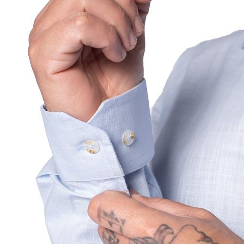 Camisa Masculina Pitt Jeans Social Slim Fit Azul Claro