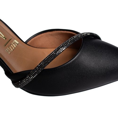 Sapato Feminino Vizzano Scarpin Strass Tiras Preto