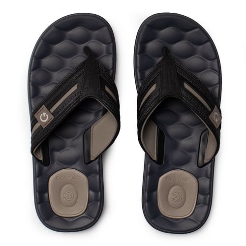 Chinelo Masculino Cartago Egeu Tiras Conforto Preto/Cinza