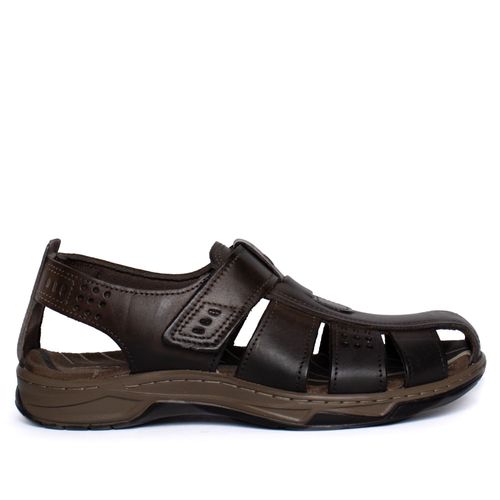 Sandália Masculina Pegada Soft Walk Couro Marrom Escuro