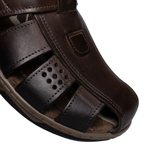 Sandália Masculina Pegada Soft Walk Couro Marrom Escuro