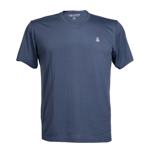 Camiseta Masculina Delkor Plus Size Malha Azul Marinho