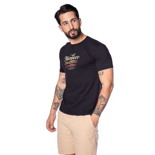 Camiseta Masculina Nicoboco Estampa Aquarela Preto