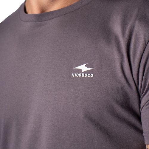 Camiseta Masculina Nicoboco Logo Emborrachado Cinza