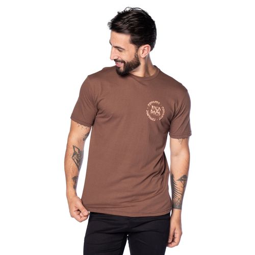 Camiseta Masculina Nicoboco Estampa Circular Urbana Marrom