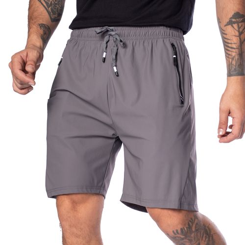 Bermuda Masculina Style Zíper Lateral Leve Cinza/Preto
