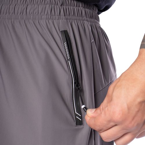 Bermuda Masculina Style Zíper Lateral Leve Cinza/Preto